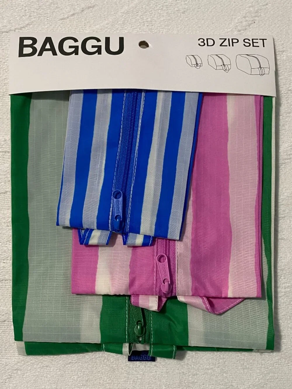 NWT Baggu 3d Zip Set Painted Stripe